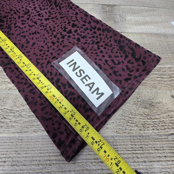 Rag & Bone Size 27 Hana Burgundy Cheetah Animal Print High Rise Waist Crop Jeans - Picture 10 of 12